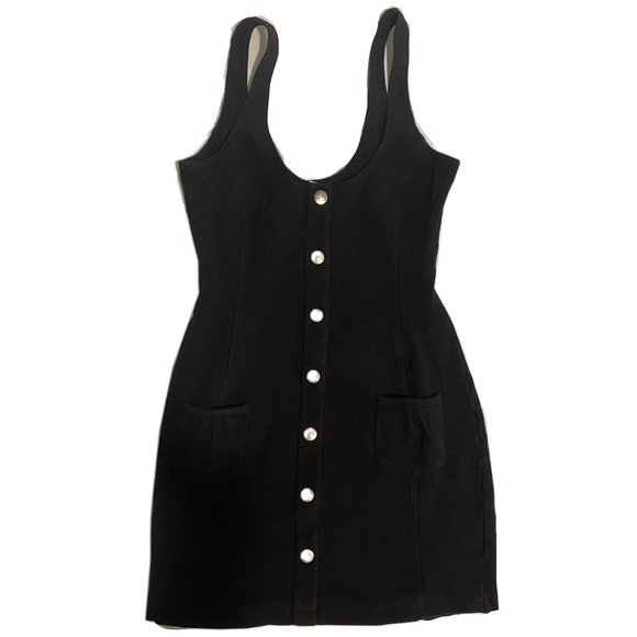 Aesthetic Black Button Dress - Picture 1 of 2
